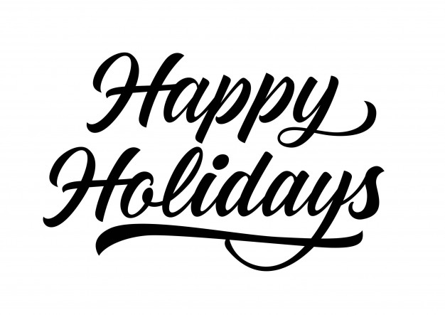 Happy Holidays black lettering