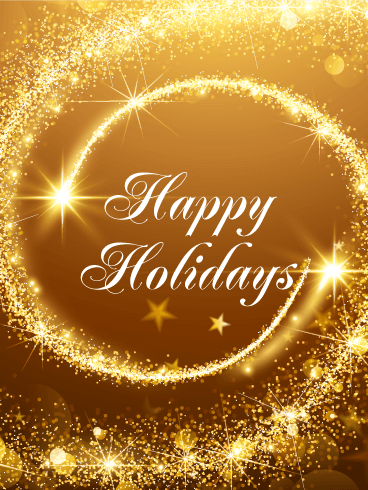 Happy Holidays golden greeting card