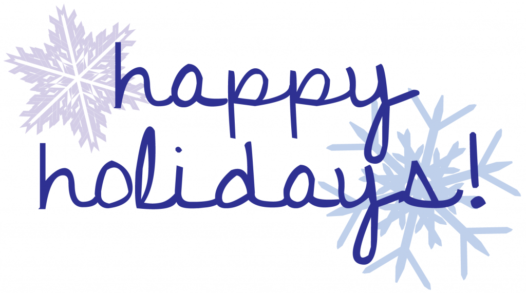 Happy Holidays lettering with snowflakes design in background