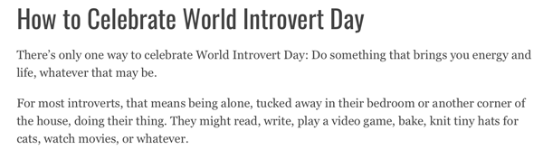 How to celebrate World introvert Day