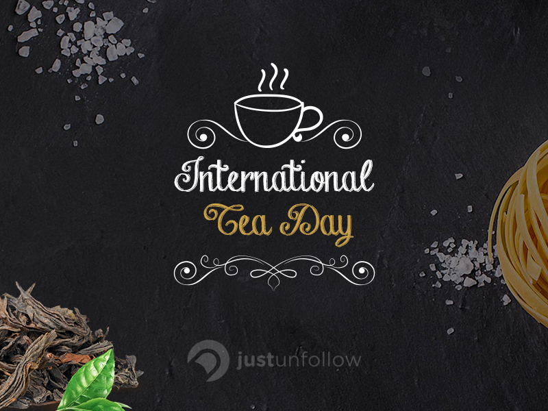 International Tea Day illustration on black bacground