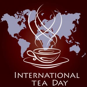 International Tea Day world map in background