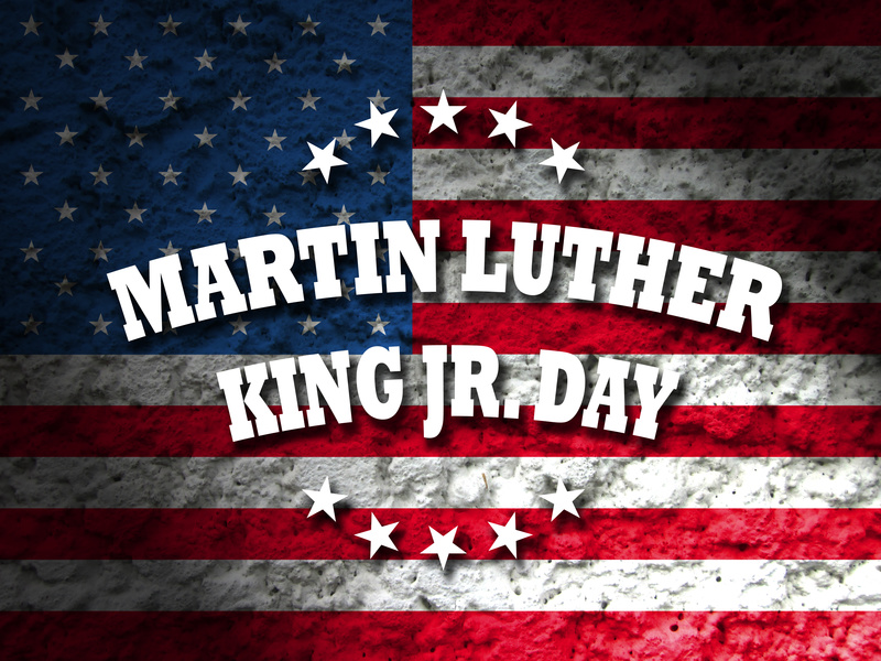 Martin Luther King Jr. day wishes american flag in background