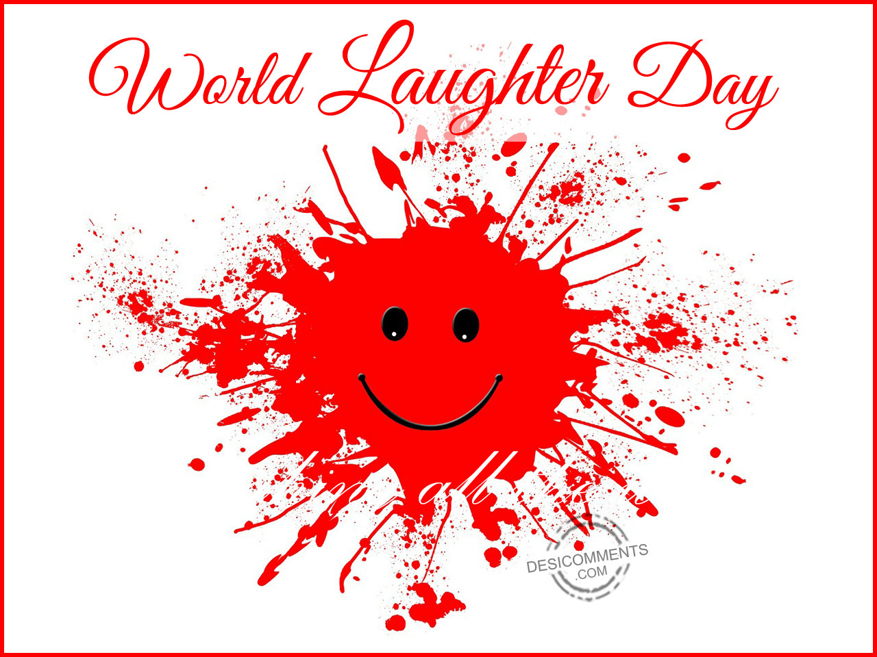 World Laughter Day red smiley color splash