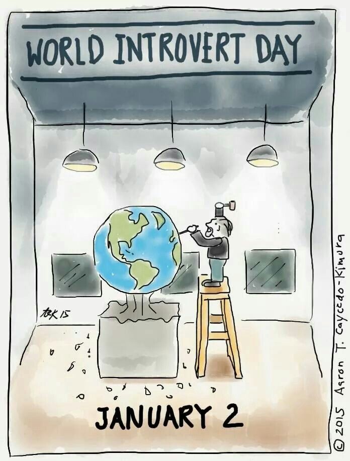 World introvert Day january 2 cartoon