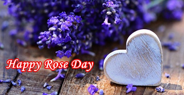 happy Rose Day wooden heart picture