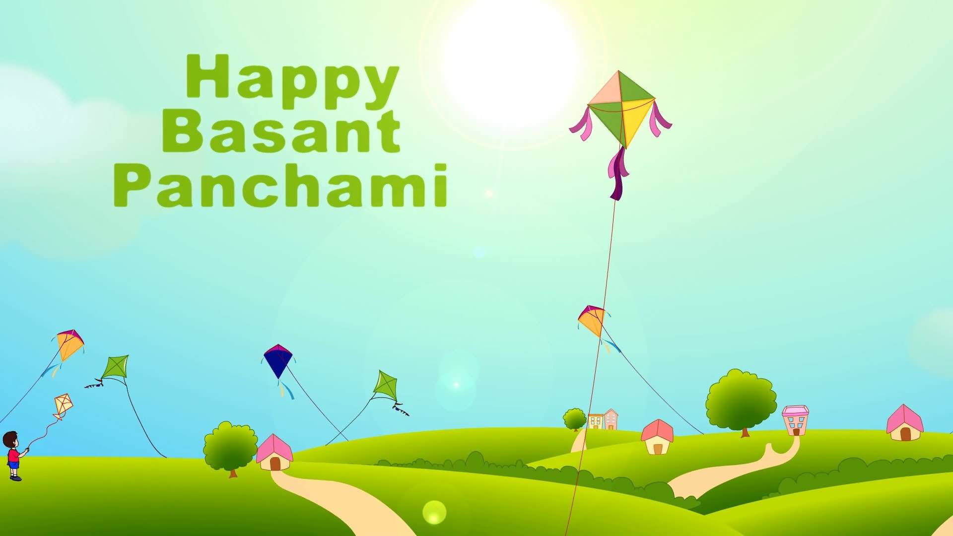 happy basant panchami kites in sky wallpaper