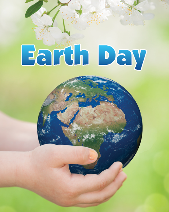 Earth Day globe in hands