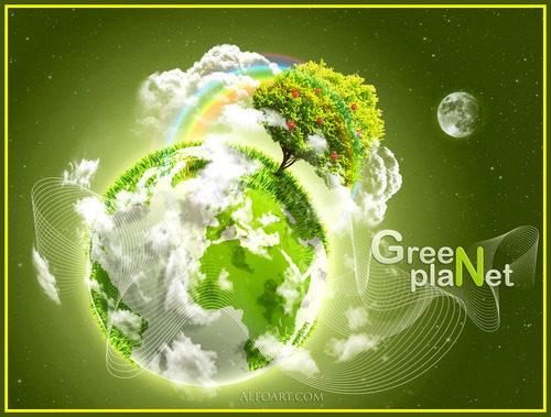 Green planet happy Earth Day