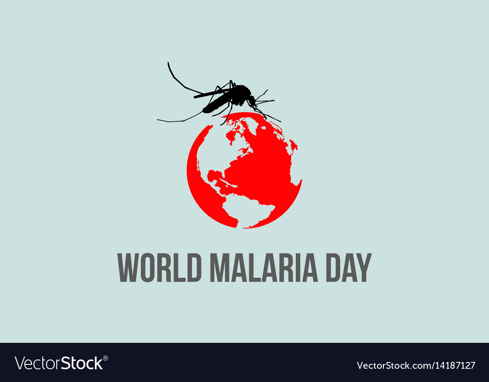 World Malaria Day red earth globe with mosquito