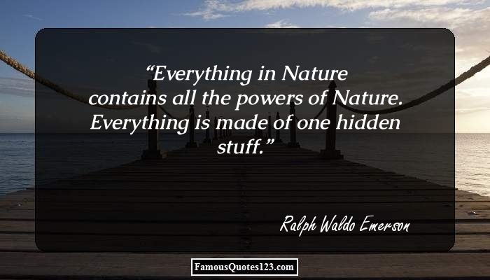 everything in nature contains all the powers of nature. everything is made of one hidden stuff. ralph waldo emerson