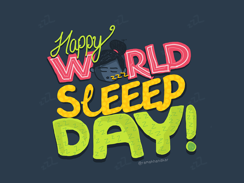 happy World Sleep Day colorful illustration