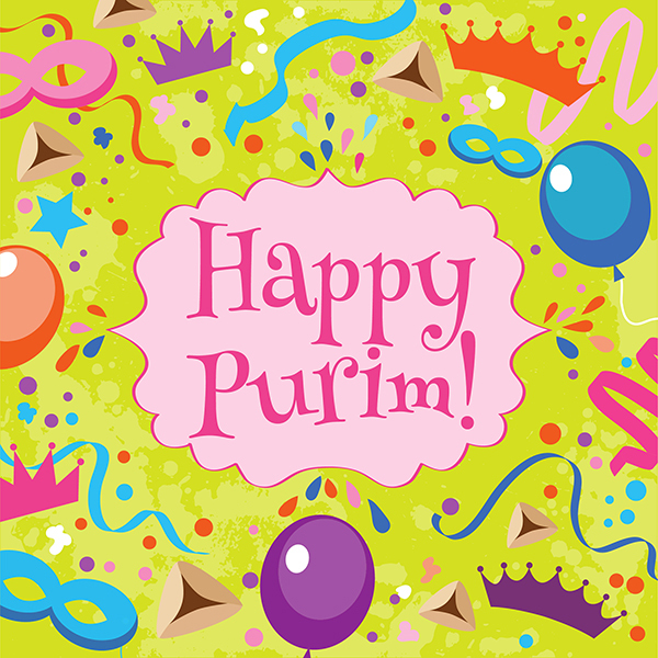 happy purim colorful card