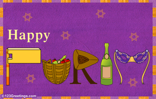 happy purim greeting card