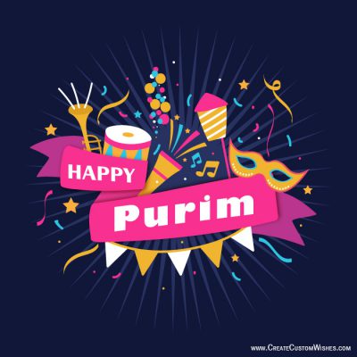 happy purim wishes card