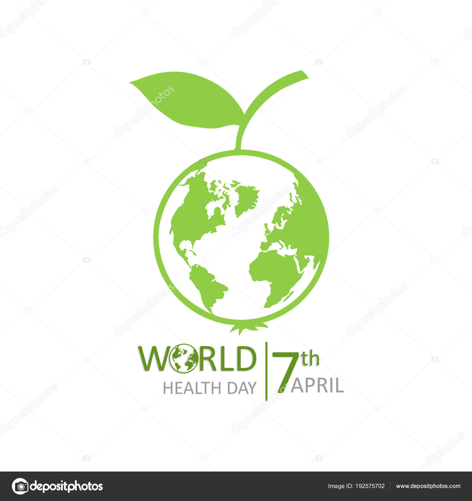 world health day 7th april apple world map illustration