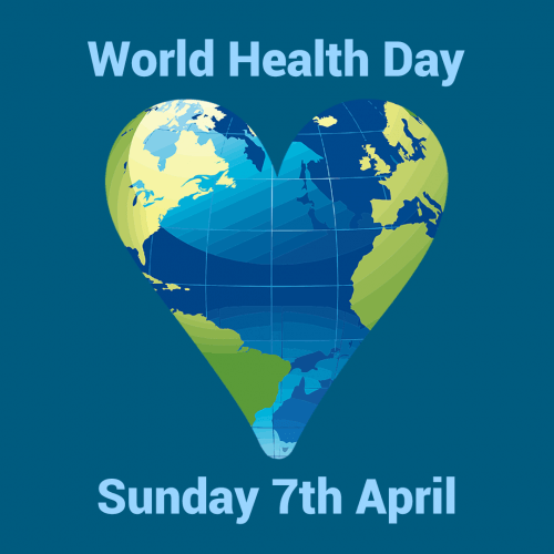 world health day 7th april heart shaped earth globe