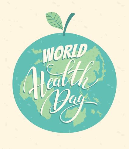 world health day apple world map illustration