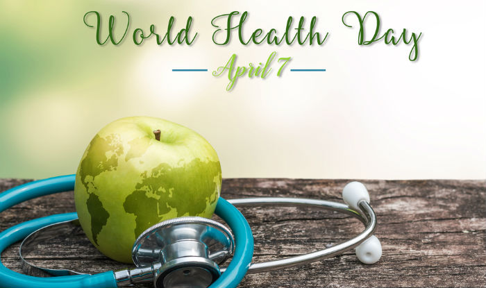 world health day april 7 apple with world map