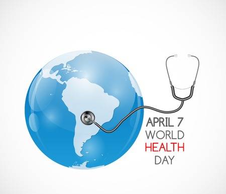 world health day april 7 earth globe with stethoscope