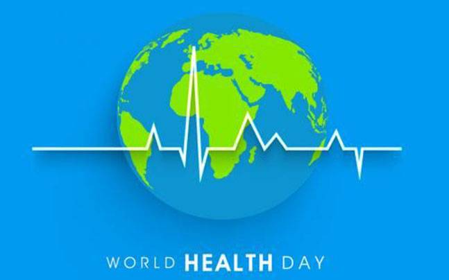 world health day earth globe with heart beat