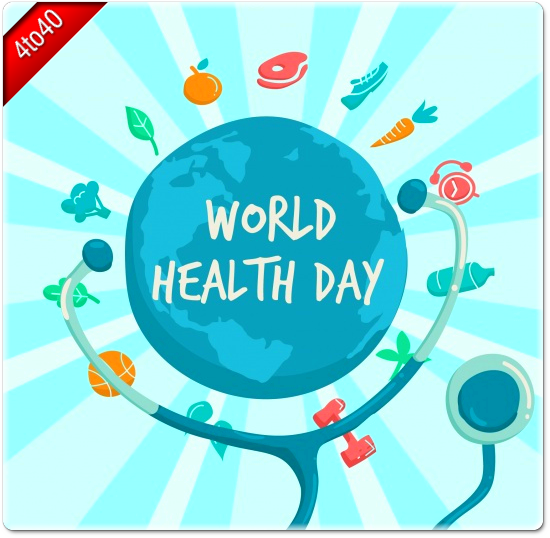 world health day earth globe with stethoscope illustration card