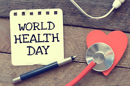 world health day note with pen