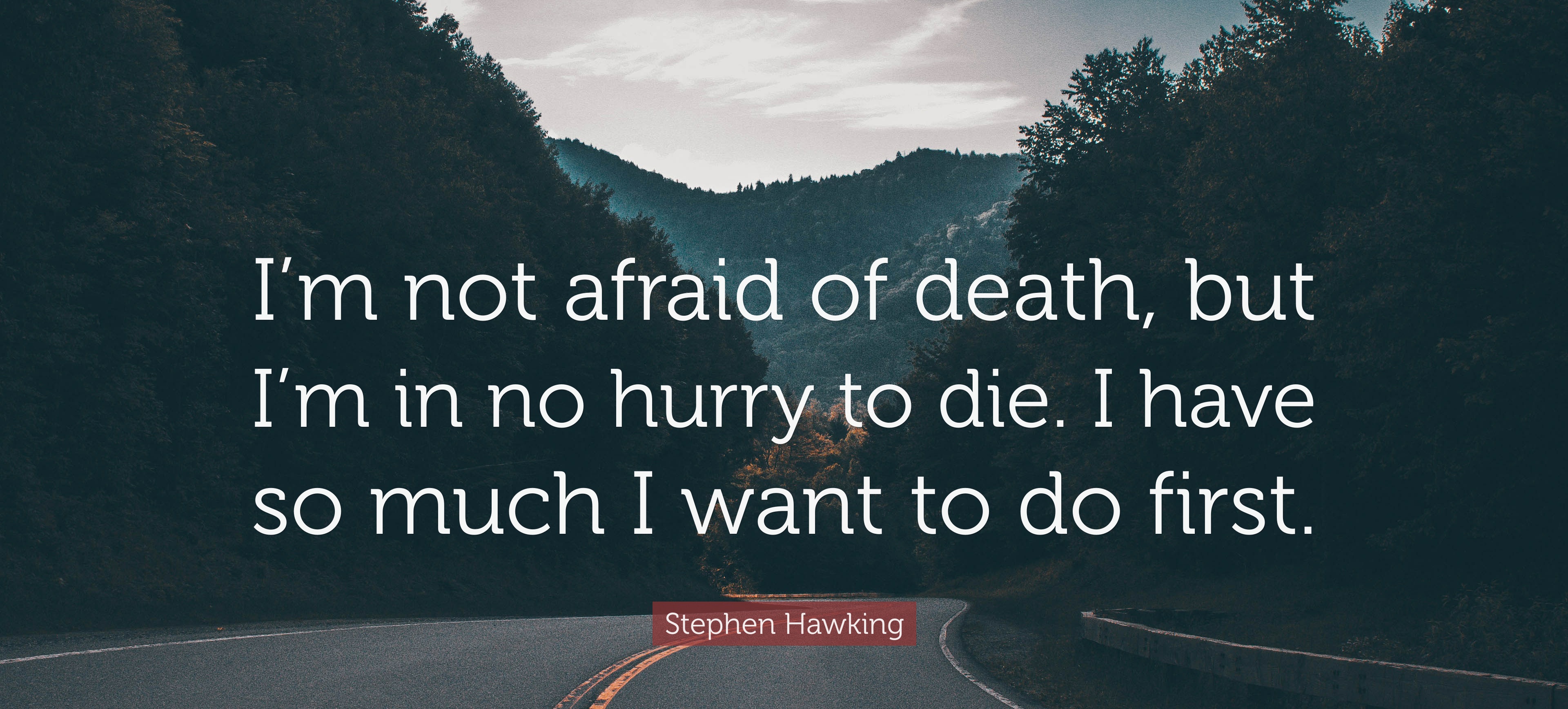 I am not afraid of death, in no hurry to die. i have so much i want to do first. Stephen Hawking