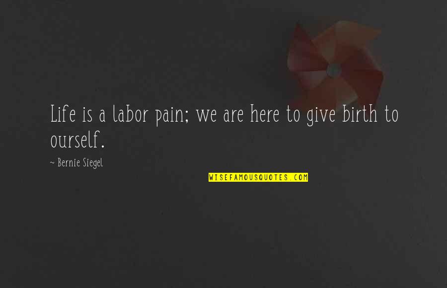 Life is a labor pain; we are here to give birth to ourself. bernie siegel