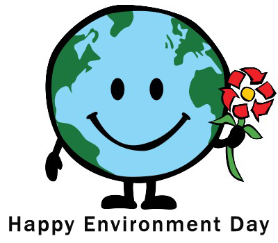 Happy Environment Day Smiley Earth Globe With Flower