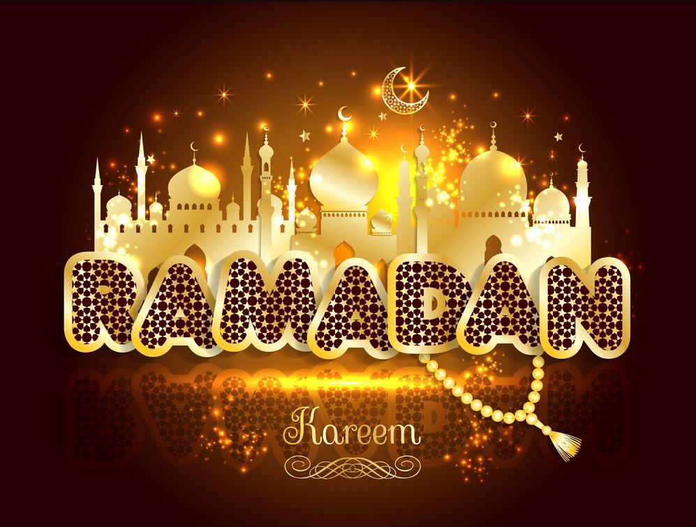 ramadan kareem mosque in background card