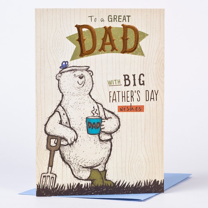 to a great dad with big father’s day wishes card