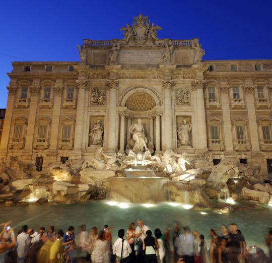 Trevi Fountain with lights at night