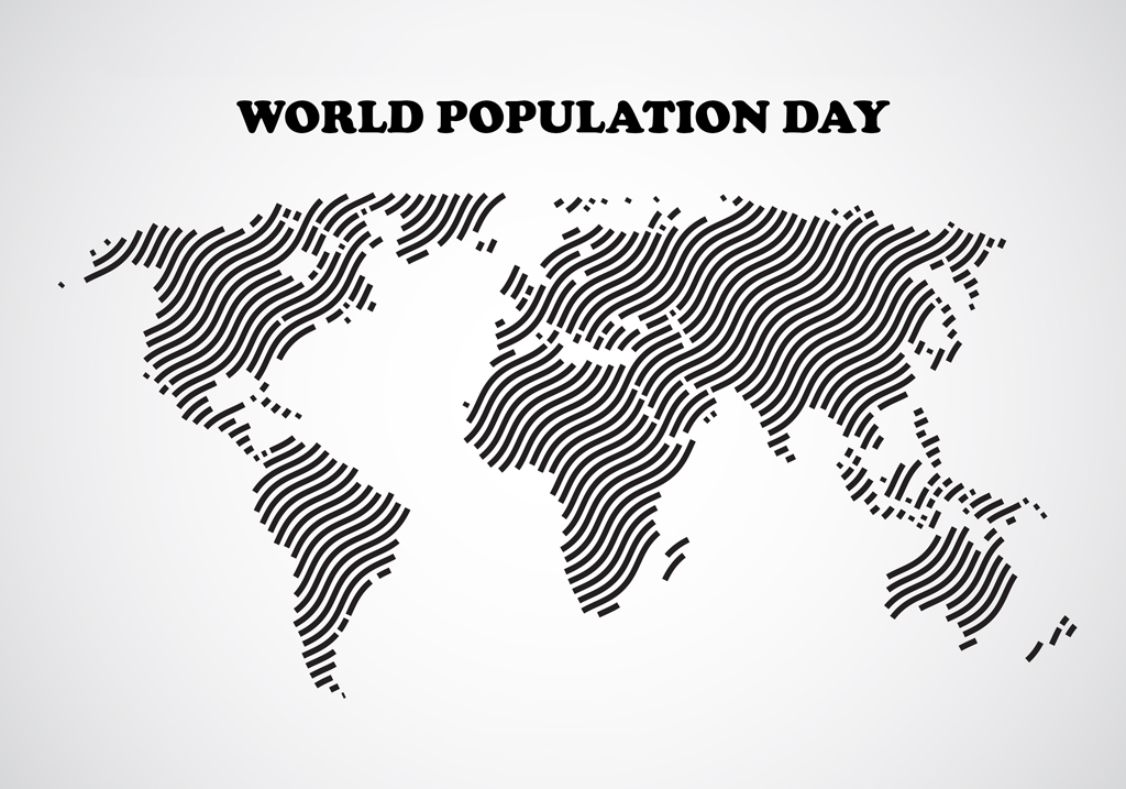 World Population Day world map clipart