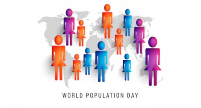 world population day people with world map