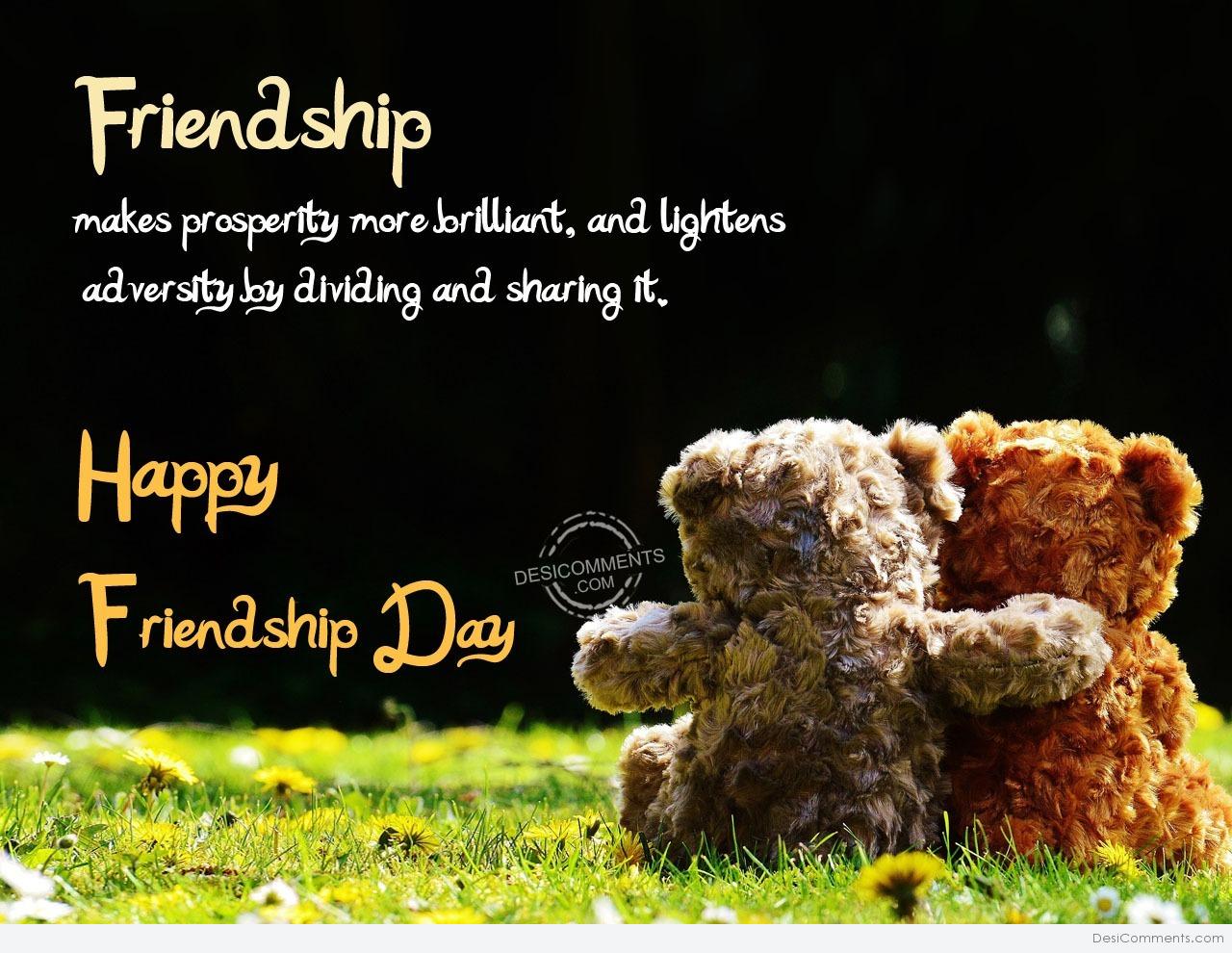 friendship makes prosperity more brilliant, and lightens adversity by diving and sharing it happy friendship day