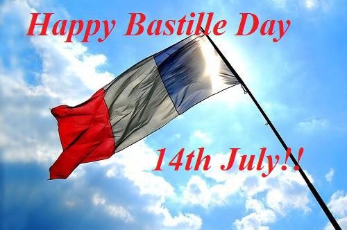 happy bastille day 14th july waving flag