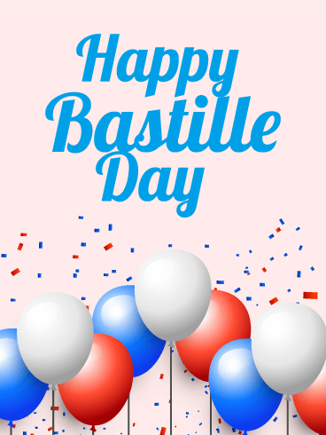 happy bastille day french flag colors balloons