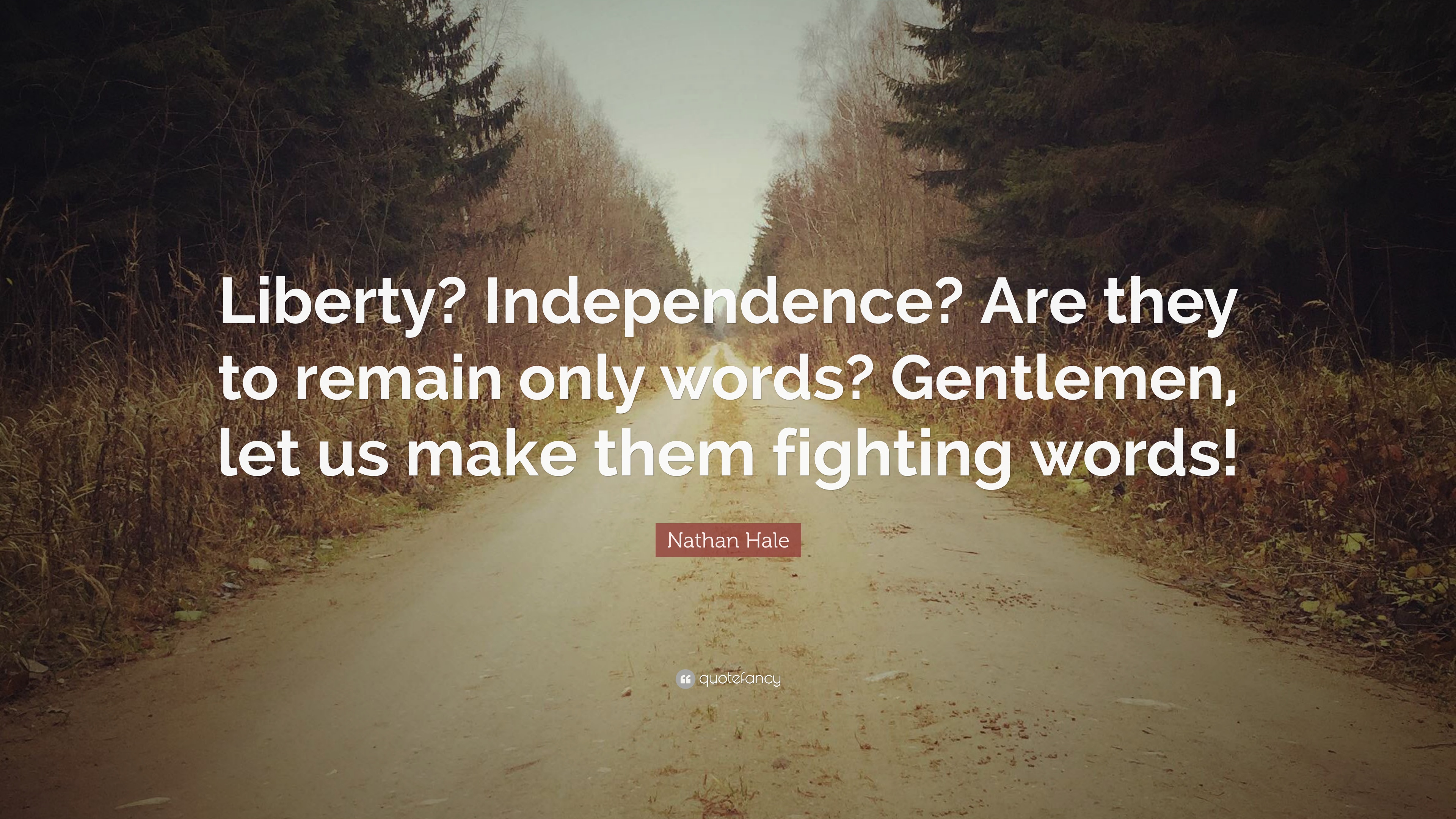 Liberty1 Independence1 Are they to remain only words1 gentalmen let us make them fighting words – Nathan Hale