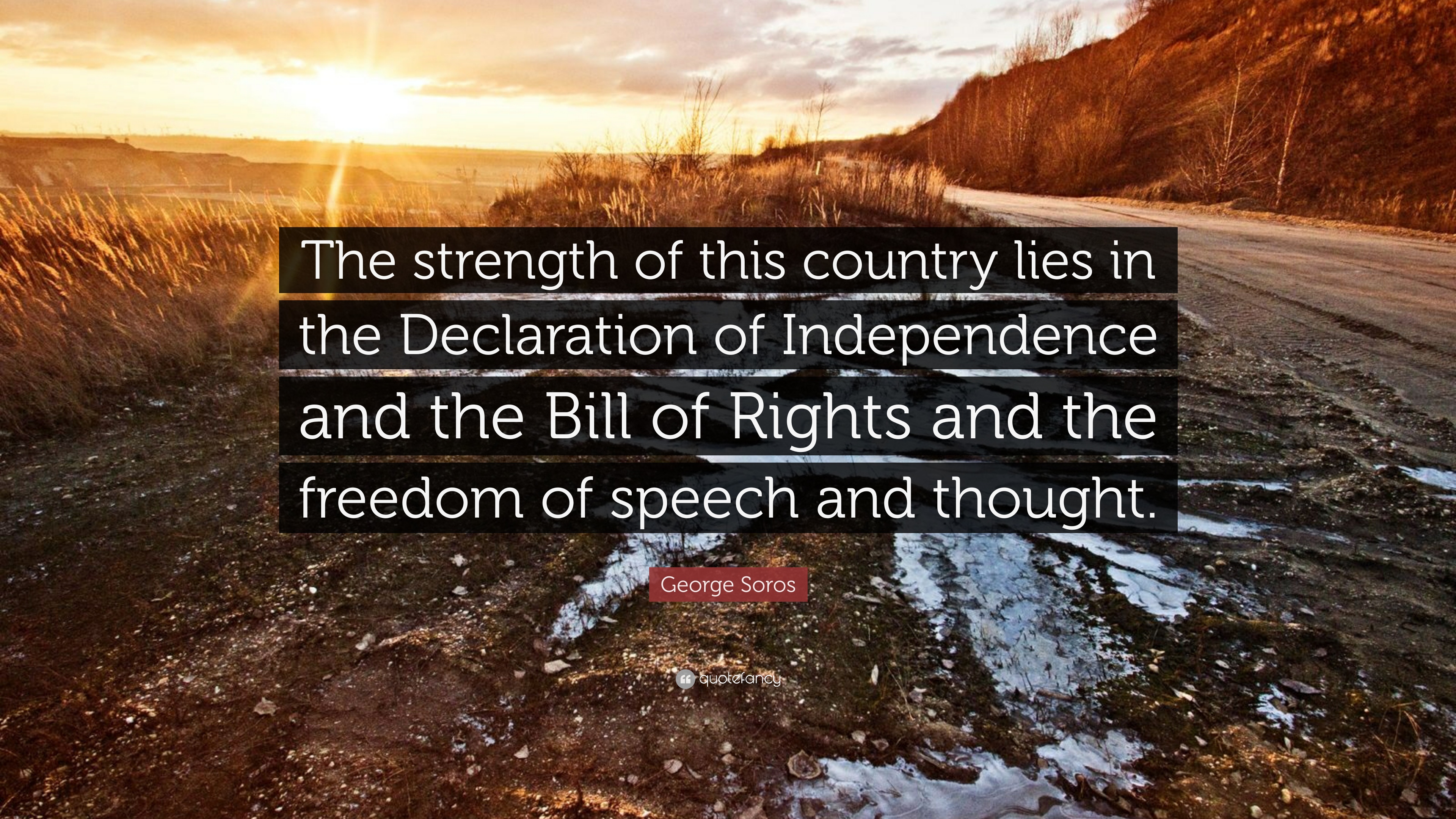 The strength of this country lies in the Declaration of Independence and the bill of rights and the freedom of speech and thought – George Soros