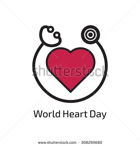 World Heart Day heart with stethoscope illustration