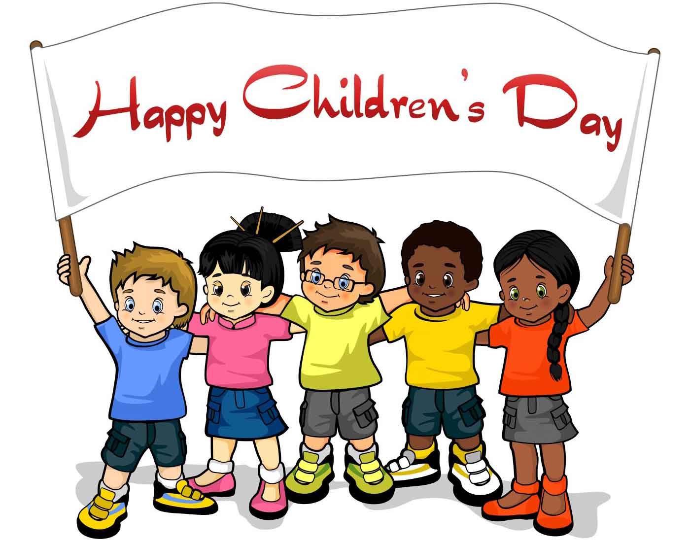 happy Children’s Day kids with banner