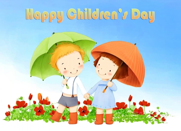 happy Children’s Day kids with umbrella