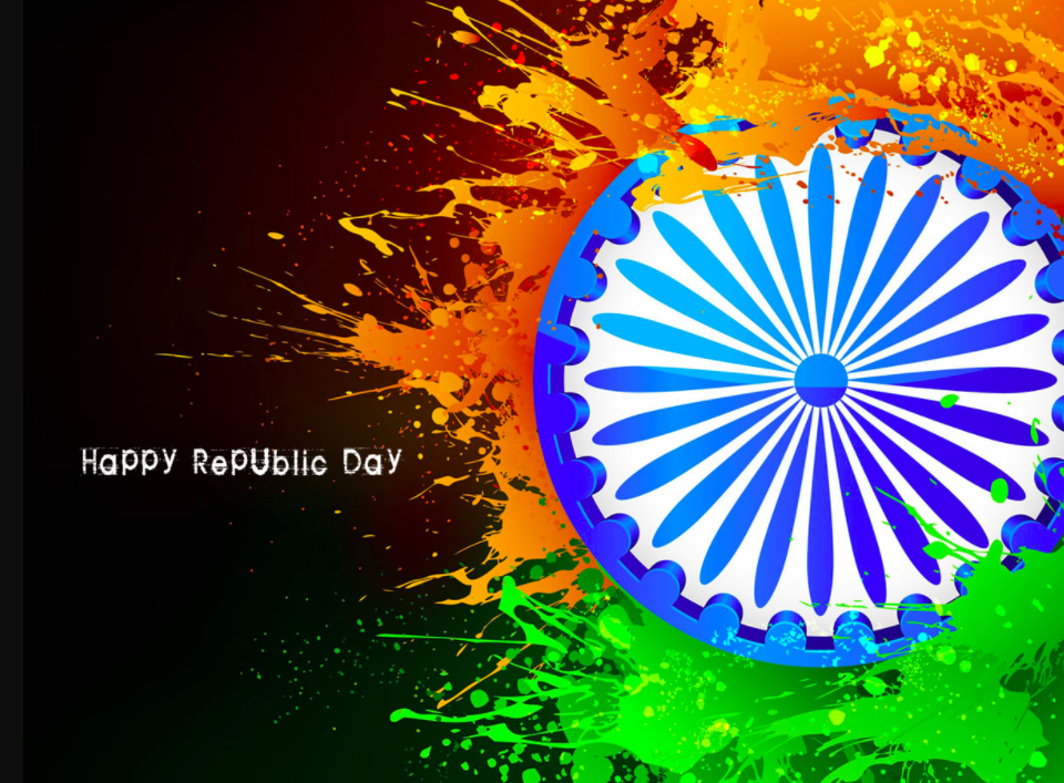 happy Republic Day indian flag color splash