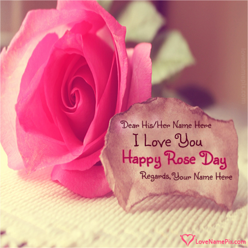 i love you happy rose day note with flower