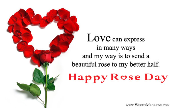 love can express in my ways and my ways is to send a beautiful rose to my better half happy rose day