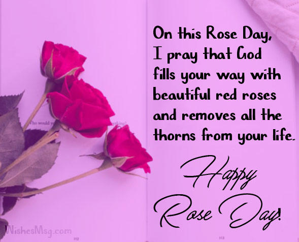 on this Rose Day i pray that god fills your way with beautiful red roses and removes all the thorns from your life happy Rose Day