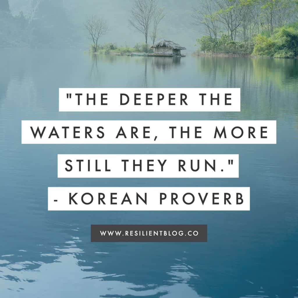 the deeper the waters are, the more still they run. korean proverb