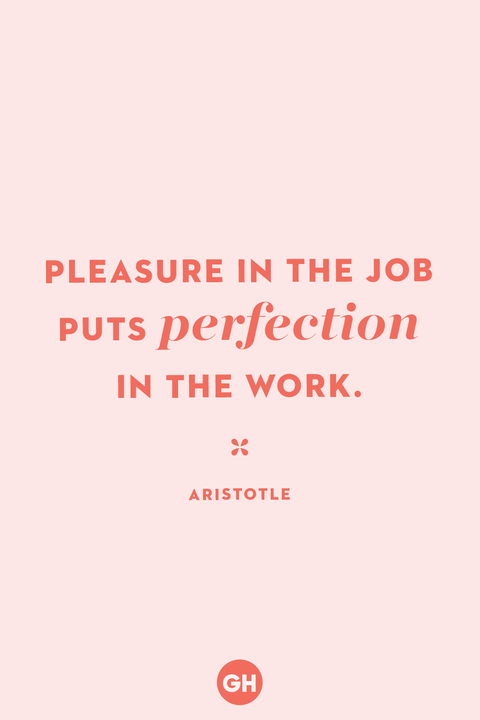 pleasure in the job puts perfection in the work. aristotle