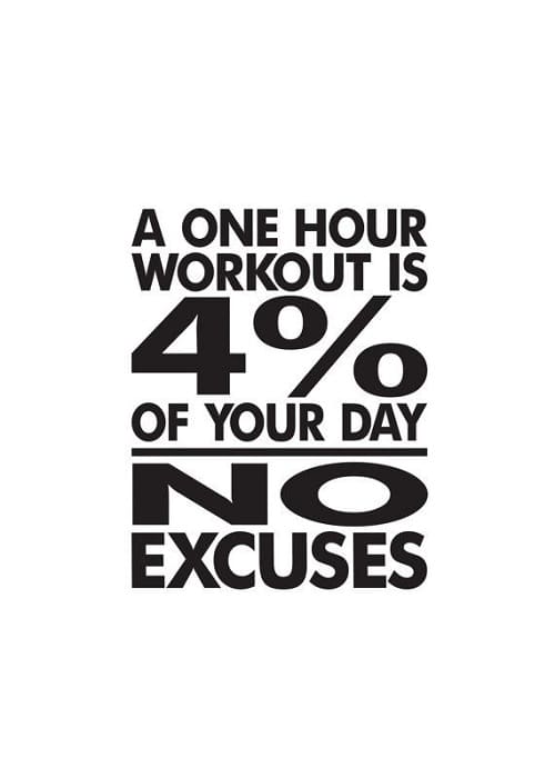 a one hour workout is 4 percent of your day no excuses